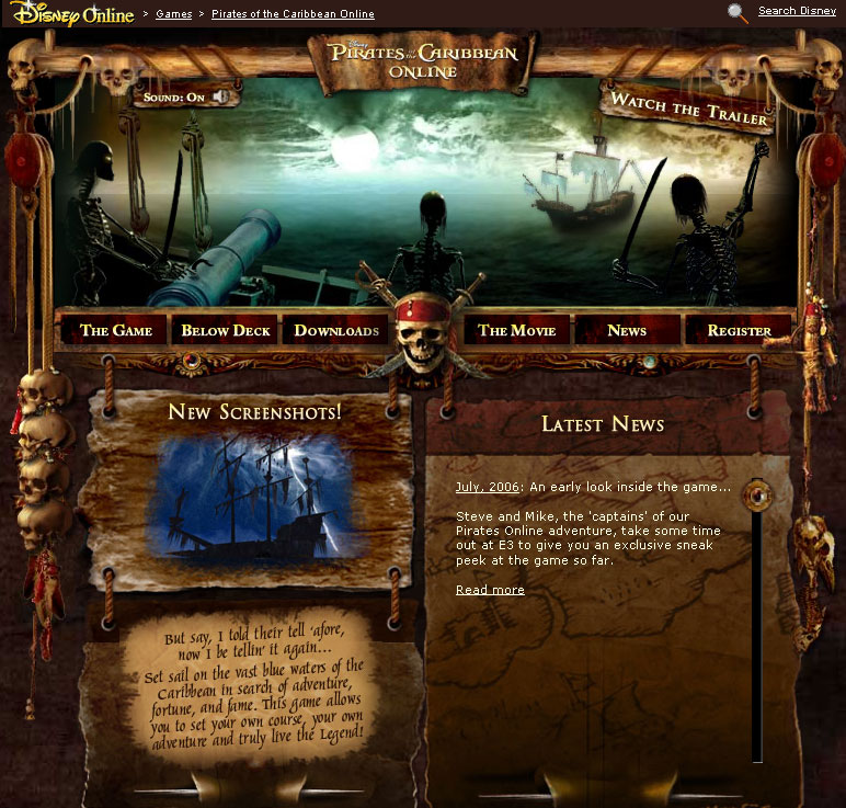 Homepage July 2006