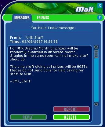 Dreams Staff Message