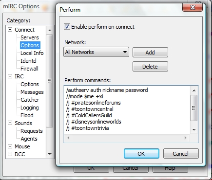 The Perform function to save channels to join automatically. Click for larger image.